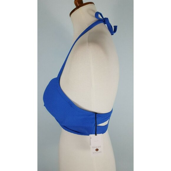 Shade & Shore 36C Textured Twist Front Light Lift Bikini Top Blue - Picture 6 of 9